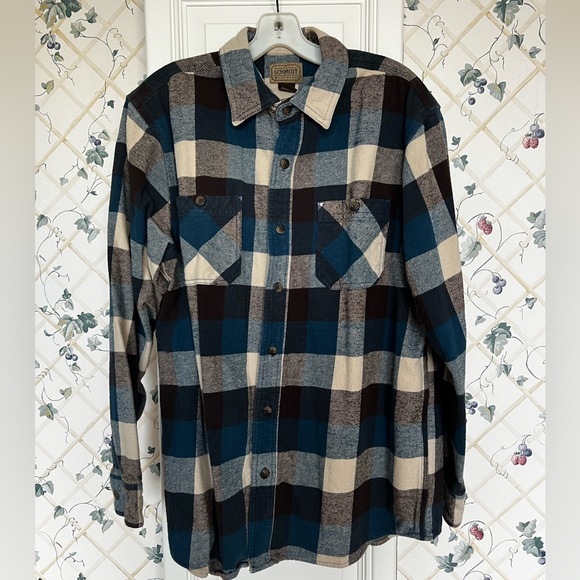 Men’s Large Blue Cotton Flannel Button Down Shirt C.E. Schmidt Workwear - Picture 1 of 7